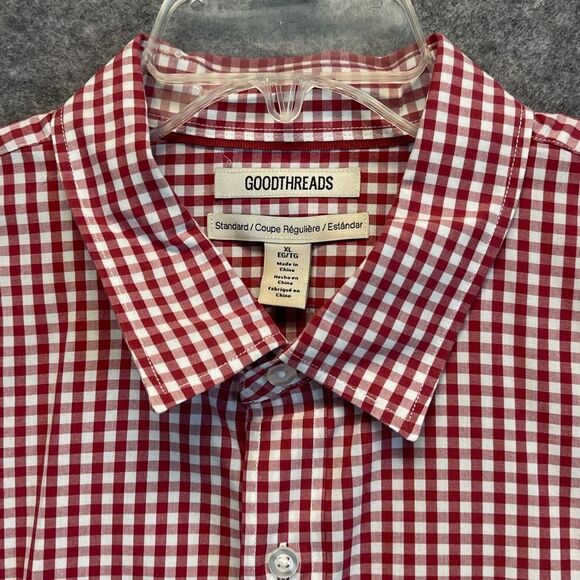 GOOD THREADS Button-up Shirt Men's XL Red & White Standard Fit Gingham Western - Picture 3 of 11